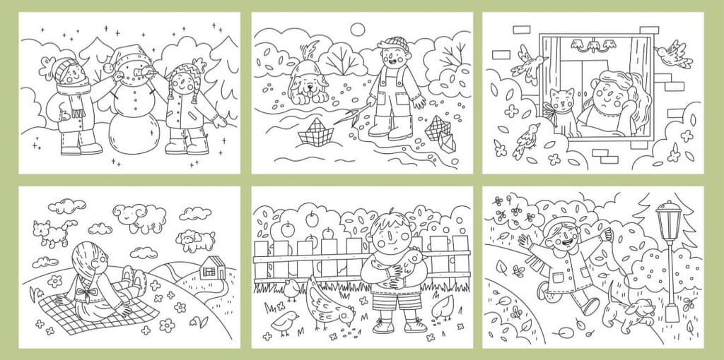 70 Dibujos para Colorear en Familia (Descarga Inmediata)