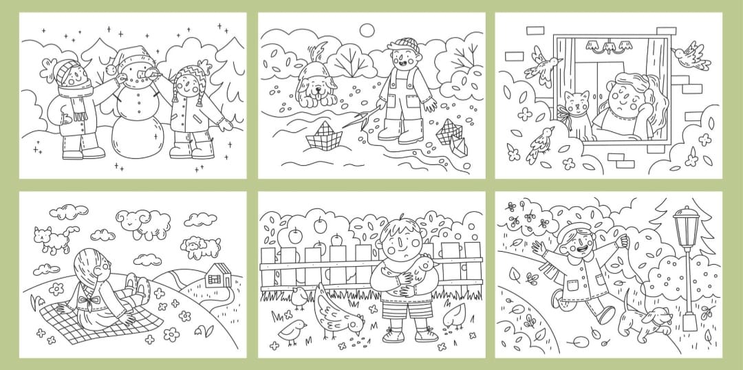 70 Dibujos para Colorear en Familia (Descarga Inmediata)