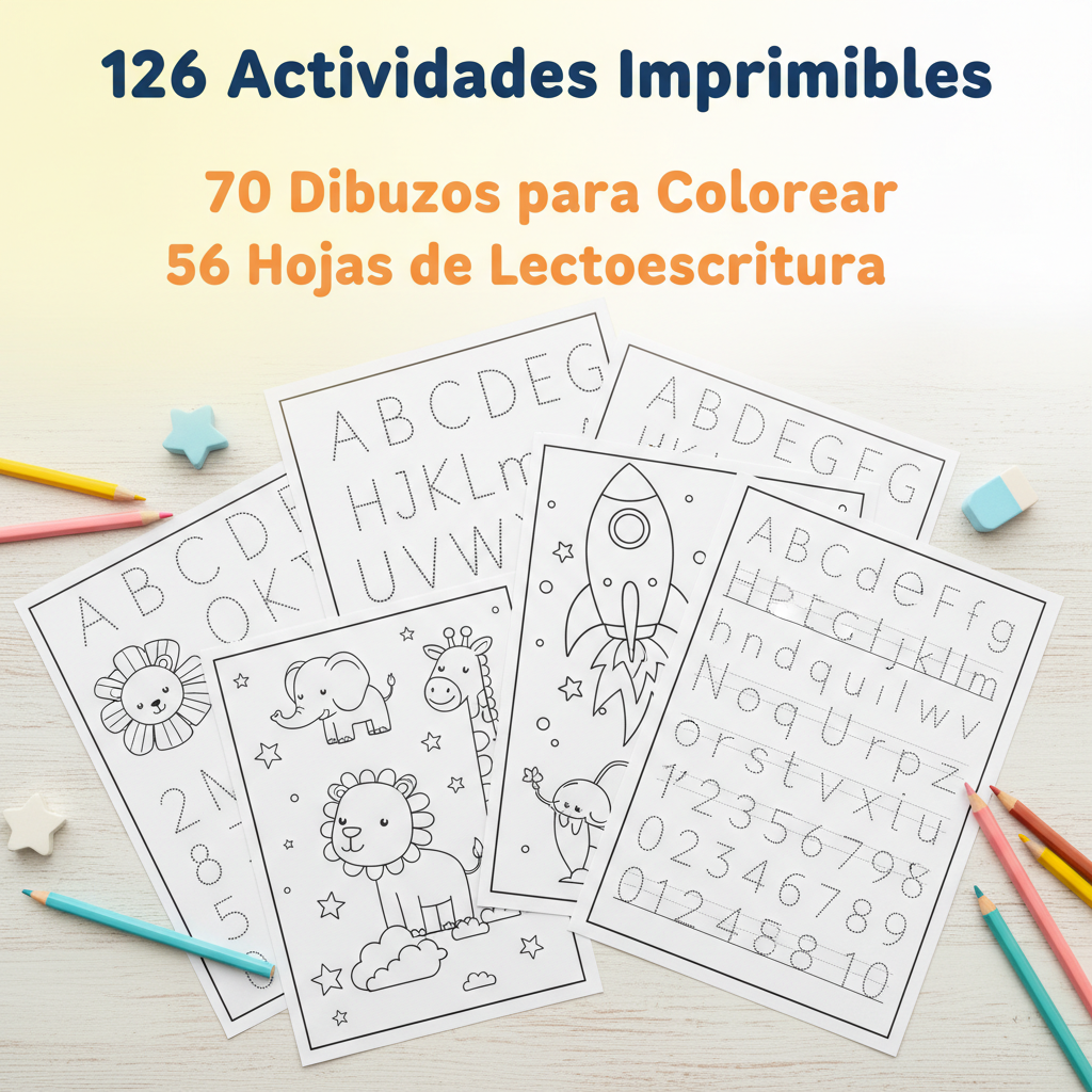 Kit Escolar Completo: 126 actividades imprimibles para niños