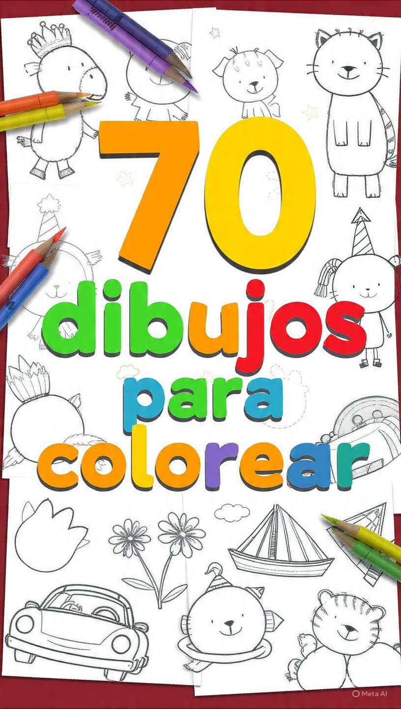 70 Dibujos para Colorear en Familia (Descarga Inmediata)